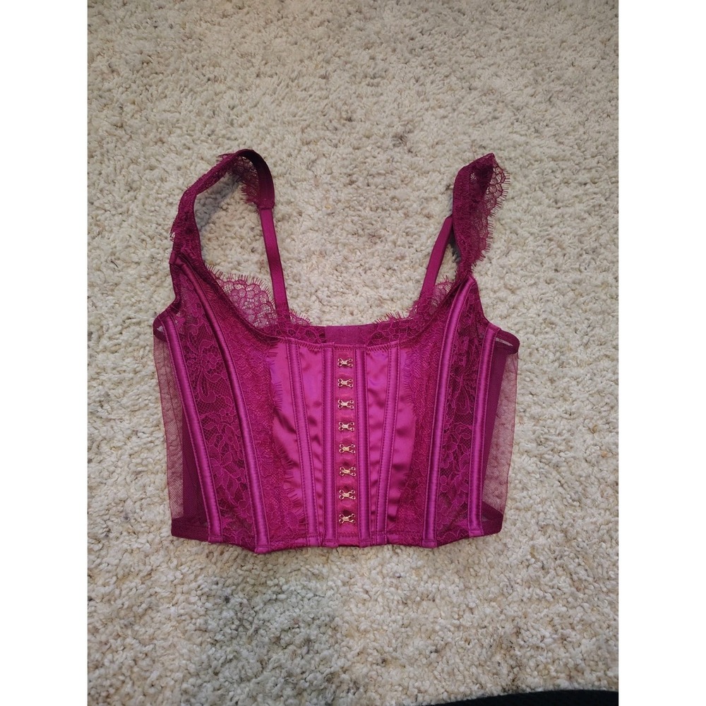VS dream angel unlined hook & eye Corset bra top NEW Small S violet $69.50